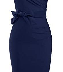 MUXXN Women’s Vintage 1950s Style Wrap V Neck Tie Waist Formal Cocktail Dress