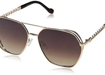 Jessica Simpson Women’s J5695 Geometric Metal Aviator-Style Sunglasses with Braided Temple & 100% UV Protection, 60 mm