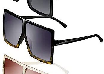 3 Pieces Oversized Square Sunglasses Flat Top Fashion Shades Oversize Sunglasses