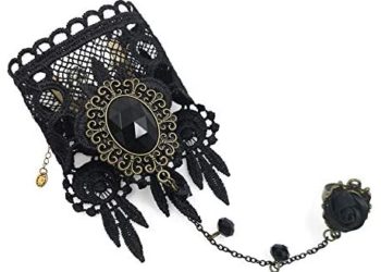 ETERNITY J. Elegant Vintage Princess Black Lace Gothic Statement Necklace Bracelet Victorian Lolita Choker Pendant Vampire Chain