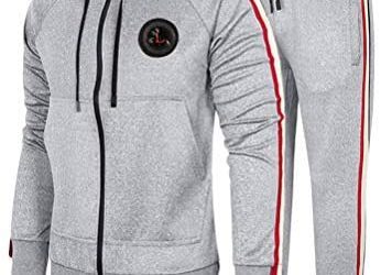 PASOK Men’s Casual Tracksuit Set Long Sleeve Full-Zip Running Jogging Athletic Sweat Suits