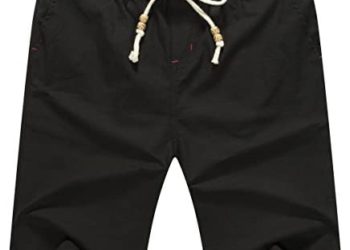 ZYFMAILY Men’s Linen Casual Classic Fit Drawstring Summer Beach Shorts