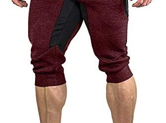 FASKUNOIE Men’s Cotton Casual Shorts 3/4 Jogger Capri Pants Breathable Below Knee Short Pants with Three Pockets