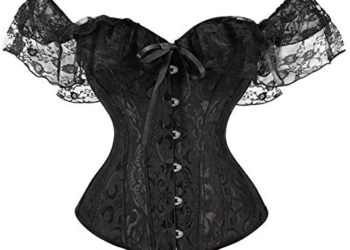 xoxing Women Lingerie Lace Up Boned Overbust Corset Bustier Lingerie Shapewear Outfit Bodyshaper Tops(A)
