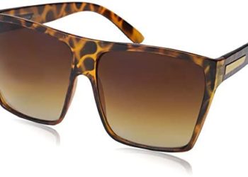 Large Retro Style Square Aviator Flat Top Sunglasses Shades (Tortoise)