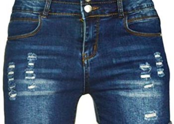 PHOENISING Women’s Sexy Stretchy Fabric Hot Pants Distressed Denim Shorts, Size 2-16