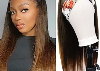 Long Straight Headband Wig 24 inch Straight Headband Wigs for Black Women None Lace Half Wigs Natural Heat Resistant Synthetic Headband Wig for Cosplay Costumes Daily Use(24″,1BT30)