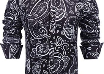 Daupanzees Men’s Paisley Cotton Long Sleeve Casual Button Down Shirt