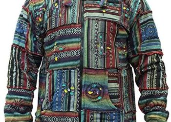 Shopoholic Fashion Mens Outstitched Patchwork Hippie Jacket