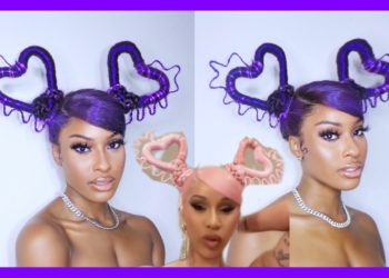 CARDI B’S PINK HEART 💕💕SPACE BUNS BUT PURPLE RECREATION !! | WIG SLAY WEDNESDAY ABBY NICOLE