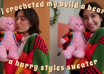 I crocheted a Harry Styles sweater for my build a bear