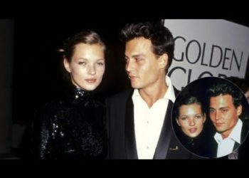 Johnny Depp and Kate Moss arrive at the 1995 golden globe awards