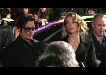 Johnny Depp and Amber Heard at the premiere of Mortdecai in London