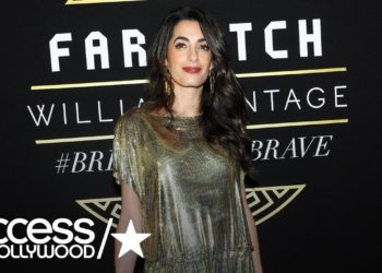 Amal Clooney Is Stunning In A Vintage Versace Metallic Dress | Access Hollywood