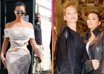 Kim Kardashian Visits the Vatican in LACE CUT-OUT Dress