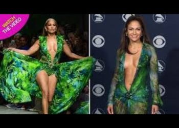 Jennifer Lopez wears “The Dress” again in a Versace Fashion Show in Milan 19 Years Later