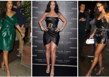 Rihanna's Leather Mini Bodycon Outfit Street Style Fashion | Beta Shorts| Short Video