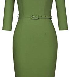 MUXXN Women’s 1950s Vintage 3/4 Sleeve Elegant Collar Cocktail Evening Dress