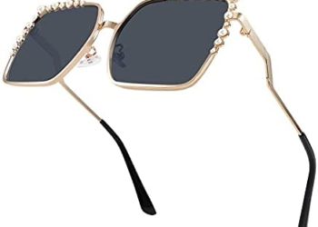 FEISEDY Women Oversized Square Sunglasses Pearl Design Ladies 2024 New Luxury Fashion Big Shades B2747