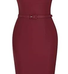 MUXXN Women’s 1950s Vintage Short Sleeve Pleated Pencil Dress