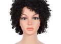 Joedir Short Small Curly Brazilian Human Hair Wig with Bangs for Black Women Pixie Cut Wigs Machine Made 130% Density (Black Color)