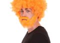 80’s Painter Afro Wig with Full Beard and Mustache Set | Blonde Celebrity Wigs Premium Breathable Capless Cap Multiple Colour Options (Orange)