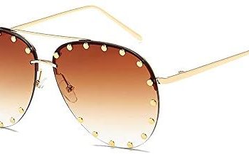 BVAGSS Women Rimless Oversized Studded Sunglasses Gradient Lens Rivet Fashion WS027