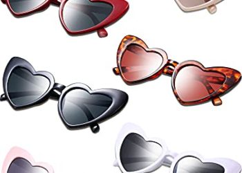 6 Pairs Heart Shaped Sunglasses Vintage Heart Sunglasses Women Retro Eyeglasses for Shopping Traveling Party Accessories (Assorted Color)