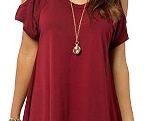 Urban CoCo Women’s Vogue Shoulder Off Wide Hem Design Top Shirt