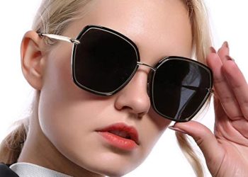 REBSUN Oversized Polarized Sunglasses for Women UV Protection Designer Black Square Big Sun Glasses Fashion Women