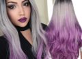 AISI HAIR Purple Ombre Wig for Women Long Wavy Ombre Cosplay Wig Middle Part Synthetic Wig Heat Resistant Dark Roots Three Tone Women Natural Hair Wigs …