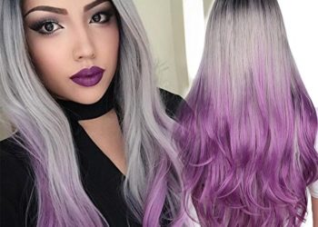 AISI HAIR Purple Ombre Wig for Women Long Wavy Ombre Cosplay Wig Middle Part Synthetic Wig Heat Resistant Dark Roots Three Tone Women Natural Hair Wigs …