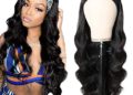 G&T Wig Headband Wigs for Black Women Long Black Wavy Synthetic Wig with Headband Natural Looking Heat Resistant(#2)