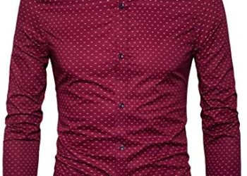 MUSE FATH Men’s Printed Cotton Casual Long Sleeve Regular Fit Dress Shirt