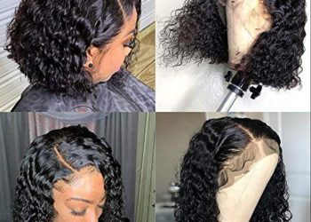 Sailk Short Bob Wigs Lace Front Human Hair Wigs for Black Women Curly Wigs With Baby Hair Pre Plucked Natural Hairline Wigs (8 Inch)