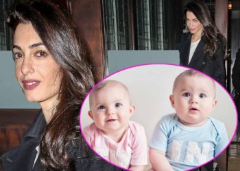 Amal Clooney shows stress after marriage malfunctions when walking out in the night and Twins