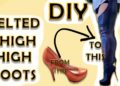 DIY *RIHANNA INSPIRED* BELTED THIGH HIGH BOOTS FROM PUMPS l Easy pattern, sewing and gluing tutorial