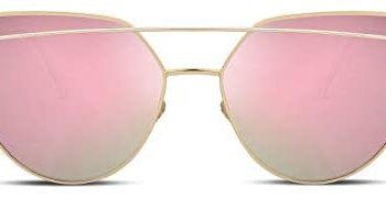 FEISEDY Cat Eye Fashion Metal Frame Mirrored Flat Lenses Women Sunglasses B2206