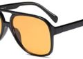 Vintage Retro 70s Sunglasses for Women Men Classic Large Squared Aviator Frame UV400 Trendy Orange Glasses