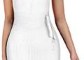 whoinshop Strappy Belt Detail Cocktail Celebrity Bandage Bodycon Club Party Dress