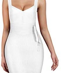 whoinshop Strappy Belt Detail Cocktail Celebrity Bandage Bodycon Club Party Dress