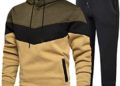 Tebreux Men’s Jogging Tracksuit 2 Piece Athletic Outfit Hoodie Sports Sweatsuit Pullover Suit Sets