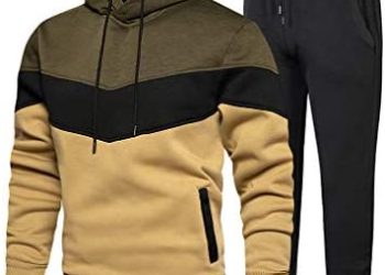 Tebreux Men’s Jogging Tracksuit 2 Piece Athletic Outfit Hoodie Sports Sweatsuit Pullover Suit Sets