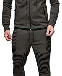 KISSQIQI Men’s 2 Pieces Tracksuits Running Jogging Athletic Casual Outfits Suit Solid Full Zip Sports Hooded+Pants Sweatsuits