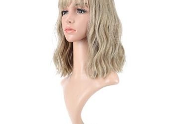 VCKOVCKO Natural Wavy Short Bob Wigs With Air Bang Shoulder Length