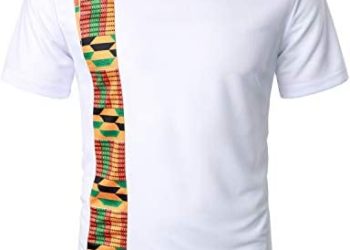 LucMatton Men’s African Traditional Pattern Patchwork T-Shirt Breathable Short Sleeve Dashiki Shirt
