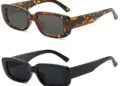 KUGUAOK Retro Rectangle Sunglasses Women and Men Vintage Small Square Sun Glasses UV Protection Glasse
