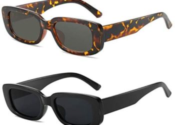 KUGUAOK Retro Rectangle Sunglasses Women and Men Vintage Small Square Sun Glasses UV Protection Glasse