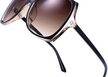 Women’s Square Jackie O Cat Eye Hybrid Butterfly Fashion Sunglasses – Exquisite Packaging (727704-Crystal brown/ Black paint, Gradient Brown)