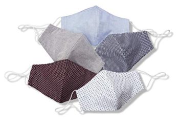 Stylish Designer Gentlemen Face Masks Pack of 5 Reusable Washable Navy Blue Gray Black Dot Classic Patterns Christmas Gift for him